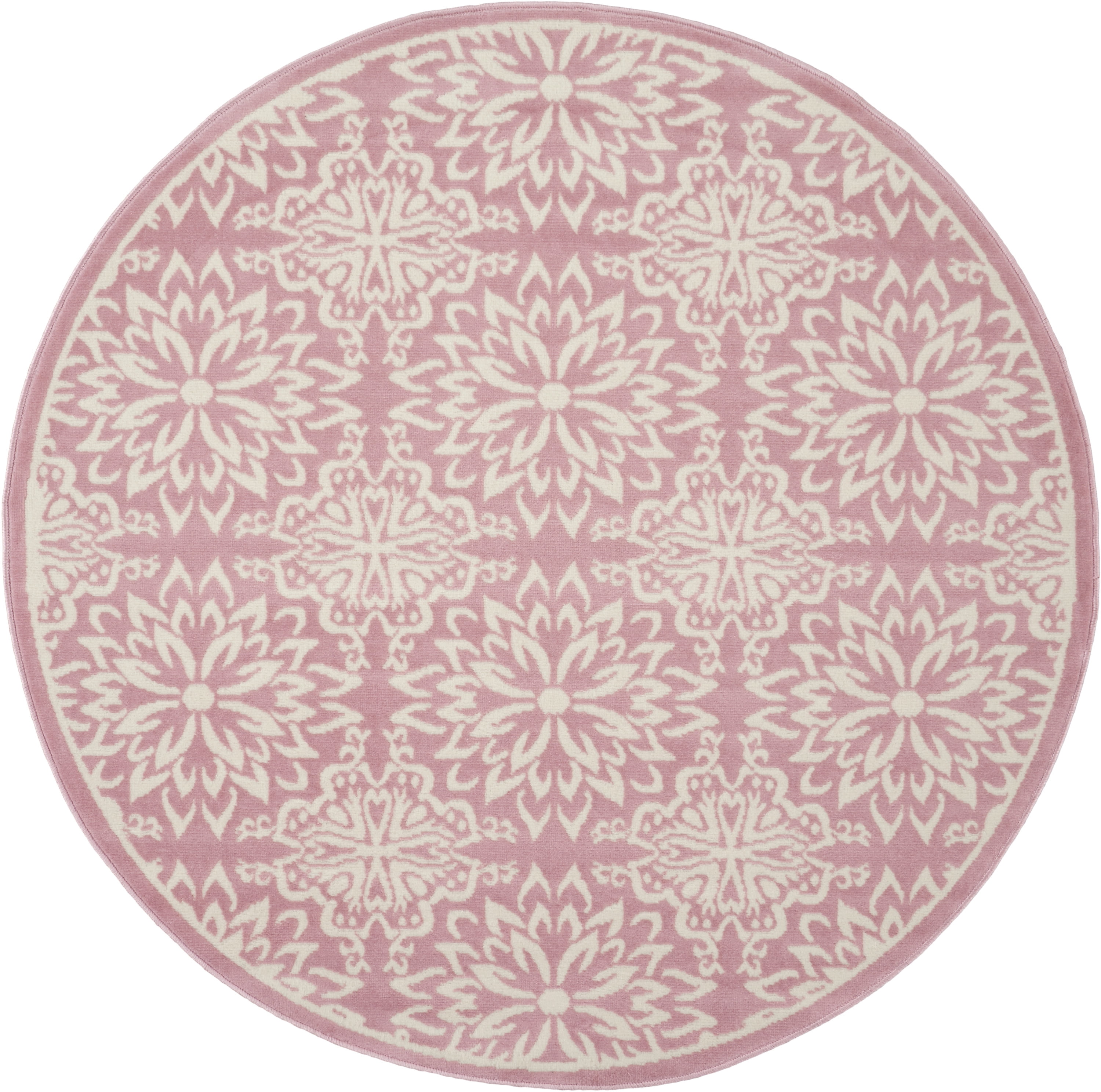 Walmart Bliss Round Area Rug, Floral Ivory/Pink, 5 ft 3 in