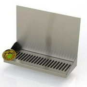Wall Mount Drip Tray with Drain - 6-3/8" X 24" X 14" X 1" - Stainless Steel # 4 Brushed Finish
