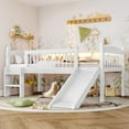 thumbnail image 3 of Bellemave Twin XL Loft Bed with Slide, Low Loft Bed with Bookcase, Twin XL Loft Bed with Ladder & LED Lights, Solid Wood Loft Bed Twin XL with Full-Length Guardrails, White, 3 of 13