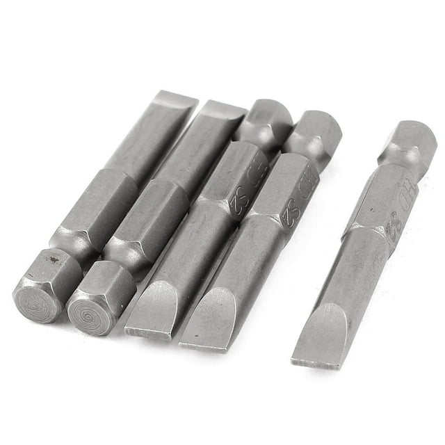 Puntas de destornillador magnéticas ranuradas de 6 mm con vástago hexagonal de 1/4" de 50 mm de longitud, 5 piezas