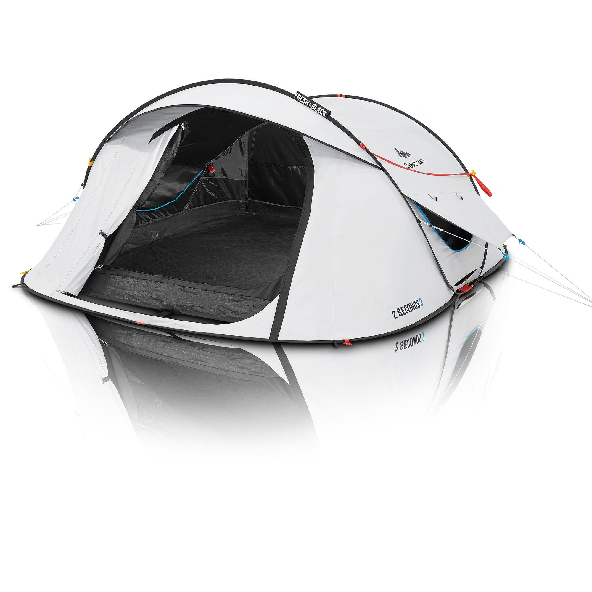 Decathlon - Quechua 2 Second Fresh & Black, 3-Person Instant Pop-Up Tent,  Waterproof, White