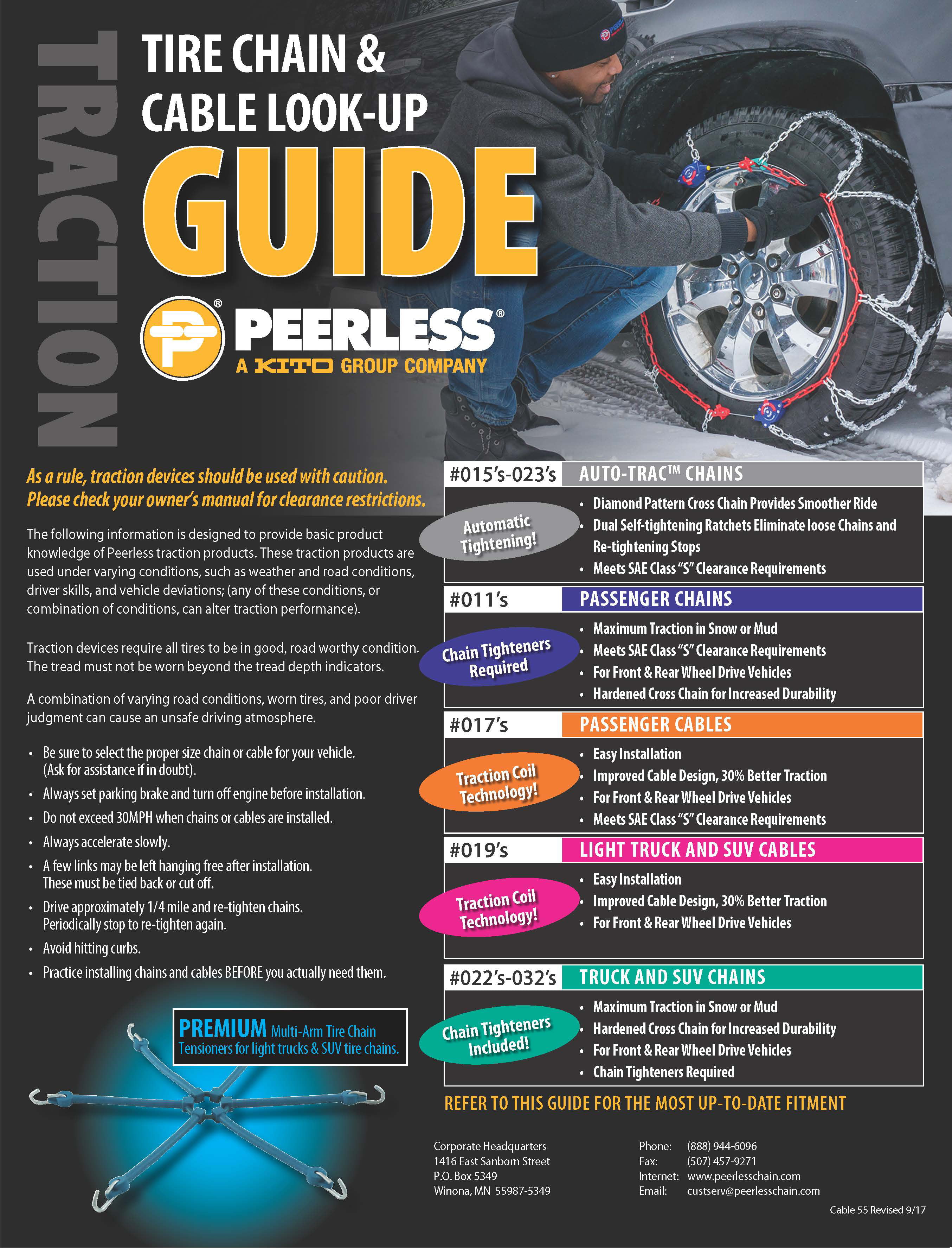 Peerless Tire Cable Size Chart
