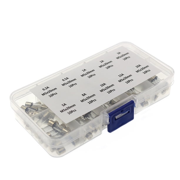 Sidaley 100 unids/set tubo de vidrio Fusibles de soplado rápido surtido 0,2-20A fusible surtido Kit accesorios eléctricos repuesto Electrónica miscelánea