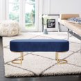 thumbnail image 1 of Elinor Bench ,Velvet Bench, Oval Velvet Bench, Oval Bench with Gold Legs, Backless Bench, Blue Velvet Footstool, Bedroom Bench, Entryway Bench, Living Room Bench, 1 of 5