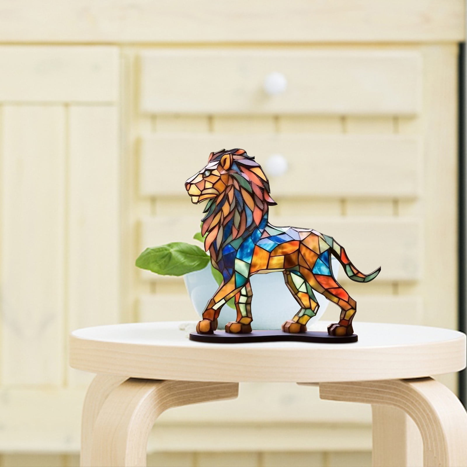 SPOORYYO Multicolor Double Sided Metal Lion Desktop Ornament