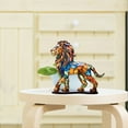 thumbnail image 5 of 2 Pcs Colorful Metal Lion Statue - Durable Acrylic Animal Decor for Home, Garden, Tabletop, Desktop - Unique Stained Art Sculpture for Living Room, Balcony, Gift, 5 of 6