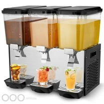 KFFKFF Commercial Beverage Dispenser 18L *3 Tanks Juice Dispenser Stainless Steel Food Grade Thermostat Controlled