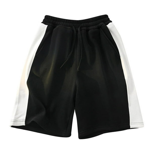 pstuiky Pantalones cortos deportivos para hombre, Pantalones cortos de ejercicio para hombre, de color liso, informales, holgados, con cintura elástica y bolsillos
