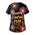 thumbnail image 4 of Garbnen Happy New Year Print Top Scrubs for Women Plus Size Stretch V Neck Short Sleeve Women Shirts Xmas Valentine's Day Holiday Prints Nursing Medical Uniform, 4 of 6