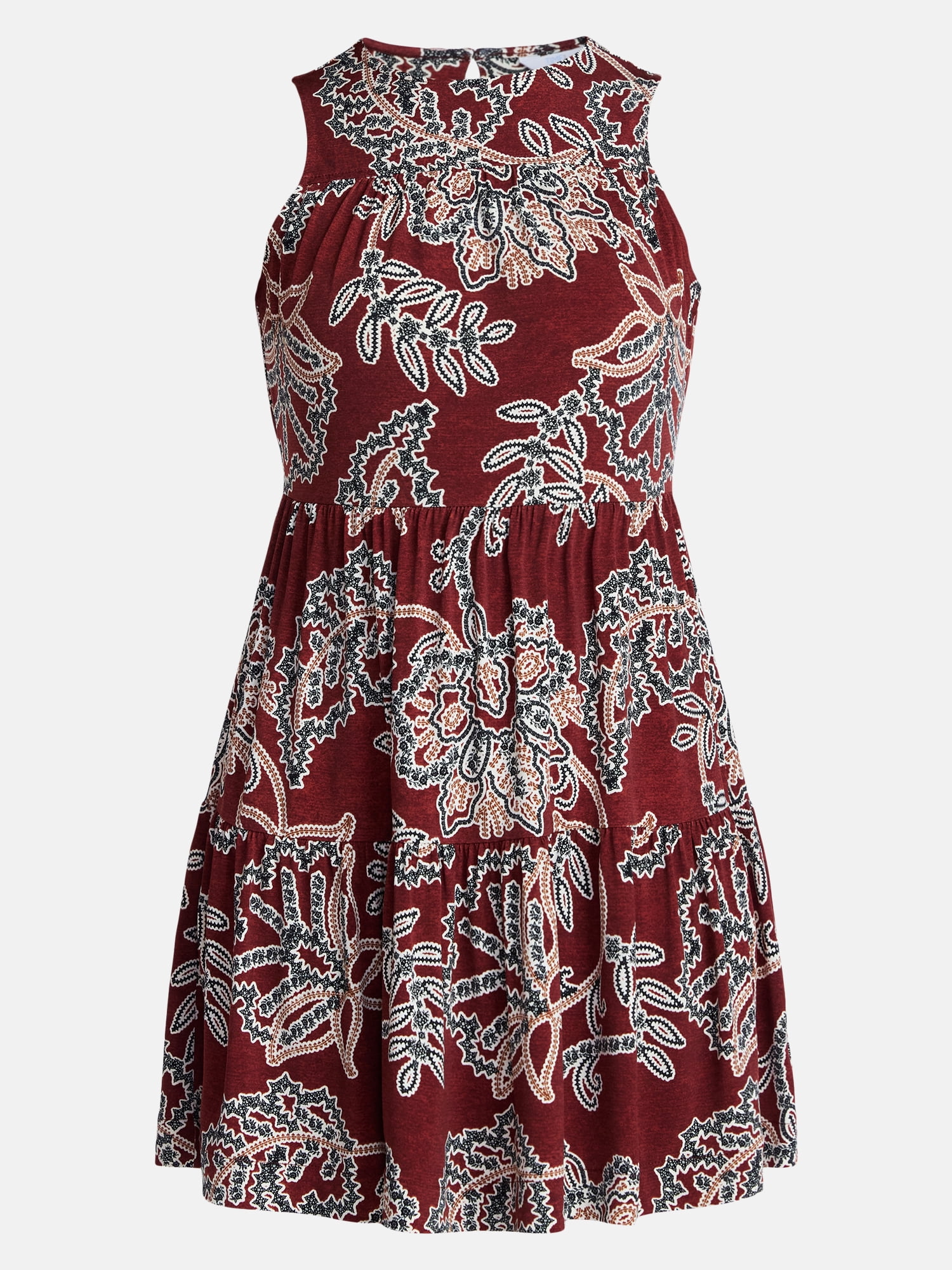 Time and Tru Women's Sleeveless Tiered Mini Dress, Sizes XS-4X
