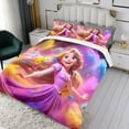 thumbnail image 3 of Enredados, Princesa Rapunzel Conjunto de sábanas temático, trío de piezas, cómodo y amigable con la piel, diseño único, regalo de decoración para el hogar para familiares, amigos y fans,140cm *210cm, 3 of 6