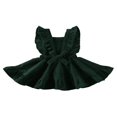 thumbnail image 3 of Girls Solid Color Suspender Skirt  Sleeveless Square Collar Large Hem High Waist Dress with Ruffles, 3 of 7
