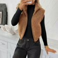 thumbnail image 7 of Womens Fleece Zip Up Vest Stand Collar Sleeveless Cropped Sherpa Waistcoat Casual Outerwear Layering Jacket for Fall Winter Daily Commute Outing,XL,Camel, 7 of 7