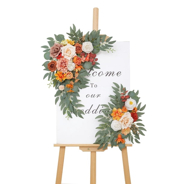Kit de flores artificiales Wedding Arch BMQDSM, color naranja, 65 x 50 cm