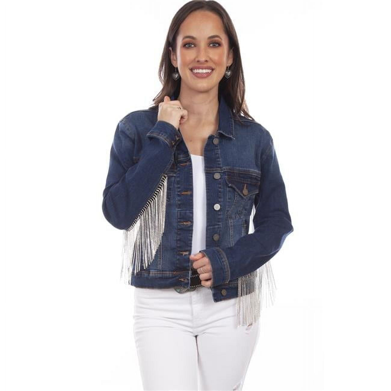 Jean jacket with leather fringe best sale