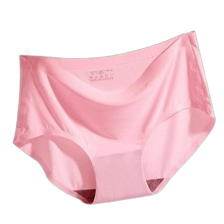 knqrhpse Seamless Underwear for Women No Show Underwear Women Spring/Summer Ice Silk Traceless Breathable Mid Waist Triangle Underwear Cotton Underwear Panties for Women Pink M