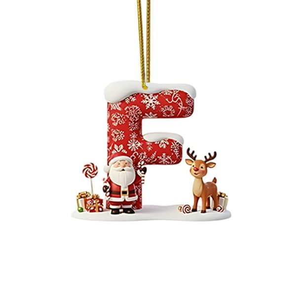 Decoraciones de Árbol de Navidad 2D Acrílico Decoración Carta Colgante con 26 Letras Diy Navidad Decoración Del Hogar Ornamentos Del Árbol de Navidad