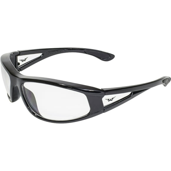 Global Vision Integrity II Sunglasses Clear Lenses Rubber Ear Pads Side Lens ANSI Z87.1 UV400 Shatterproof Polycarbonate