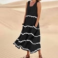 thumbnail image 2 of Sngxgn Women's Basic Bodycon Midi Dress Crewneck Sleeveless Casual Summer Tank Top Dresses(Black,XL), 2 of 6