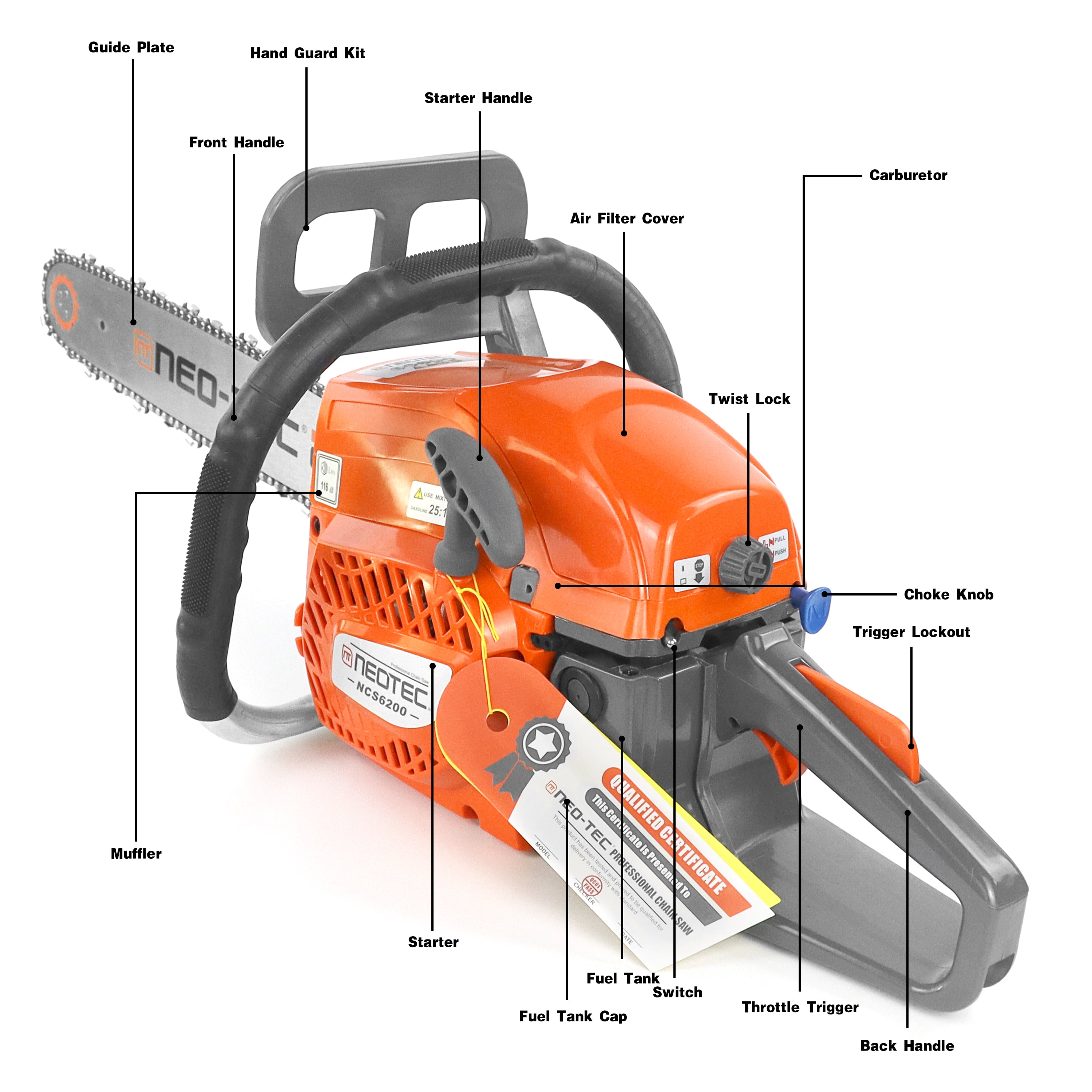 20inch 62CC Gas Powered Chainsaw, 3.5 HP 2 Stroke Engine Gas Power Chainsaws with Non-Slip Handle, Gas Chainsaws with Dual Fuel Tanks, For Wood Cutting, Tree Trimming, and Land Clearing