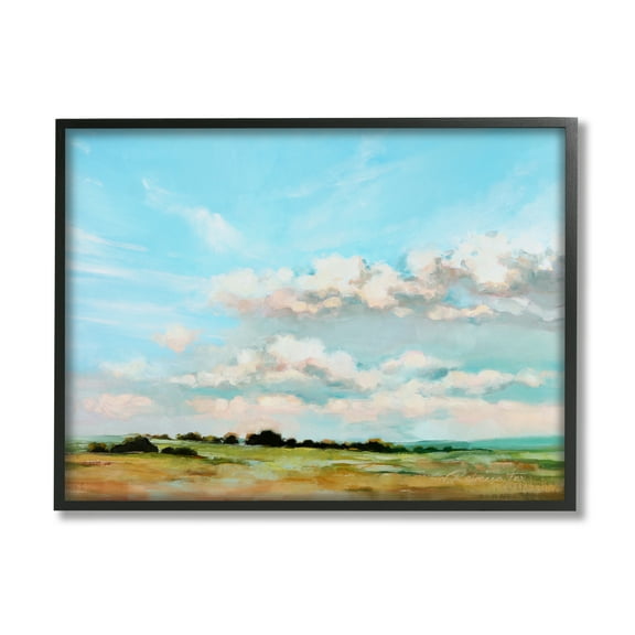 Stupell Industries Cloudy Landscape Painting Nature Painting Black Framed Art Print Wall Art, 14 x 11