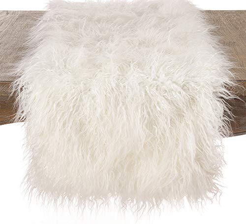 Fennco Styles Decorative Faux Mongolian Fur Runner (Ivory, 16"x72" Oblong) - image 1 of 2