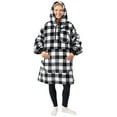 thumbnail image 4 of PAVILIA Blanket Hoodie for Women White, Sherpa Wearable Blanket Men, Cozy Oversized Sweatshirt Blanket, Warm Fleece Hooded Blanket Sweater with Sleeves and Giant Pocket, Checker White, 4 of 9