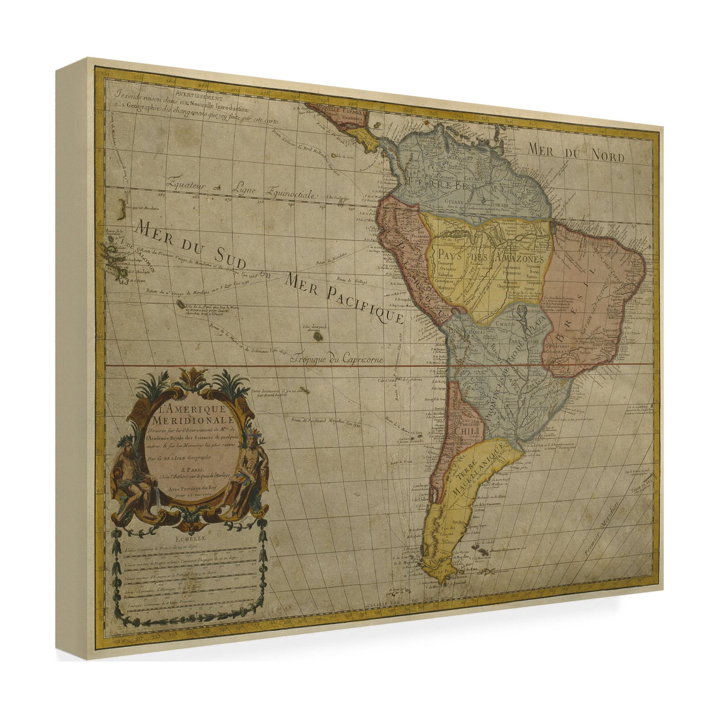 Trademark Art 'Map of South America, 1700' Canvas Art by Guillaume Delisle