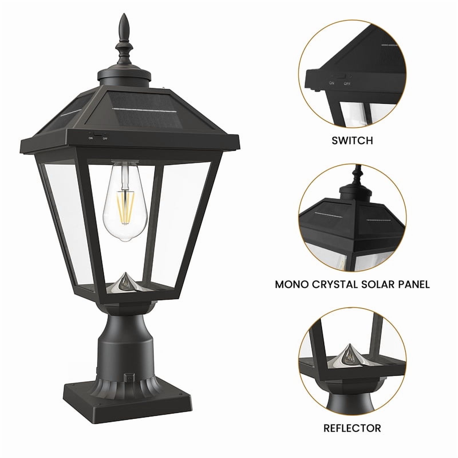 Cedar Hill 22-in Black Clear Glass Outdoor Solar Post Lantern Dusk-to-Dawn