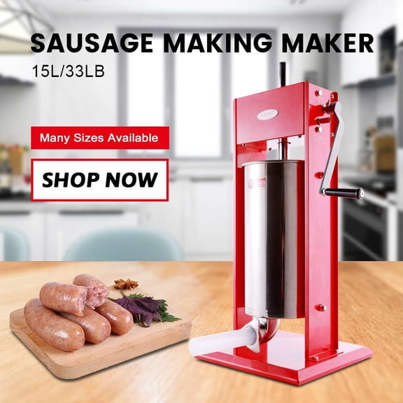 Hakka 30 Lb/15 L 2-Speed Stainless Steel Vertical Sausage Stuffer, Manual Sausage Maker for Home and Commercial Use