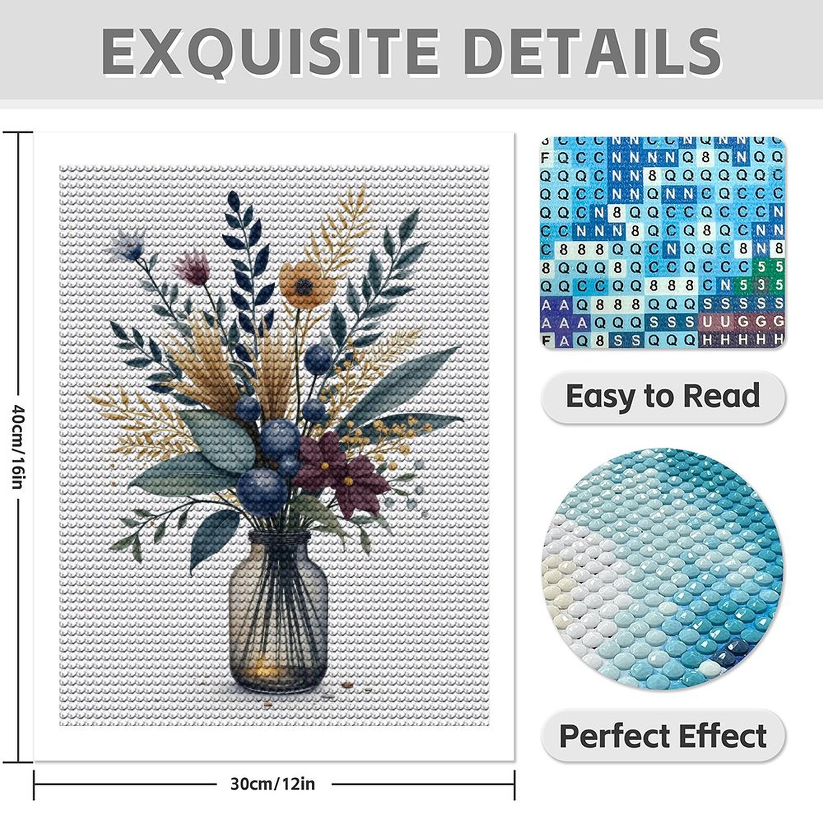 Diamond Art Kits for Adults - Modern Botanical Print No.68 5D Frameless Dimond Painting Kit for Adults Beginner, Round Diamond Kits for Home Wall Decor, Gift for Women