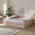 thumbnail image 2 of Bowery Hill Contemporary Velvet Upholstered Queen Size Daybed w/ Trundle in Pink, 2 of 9