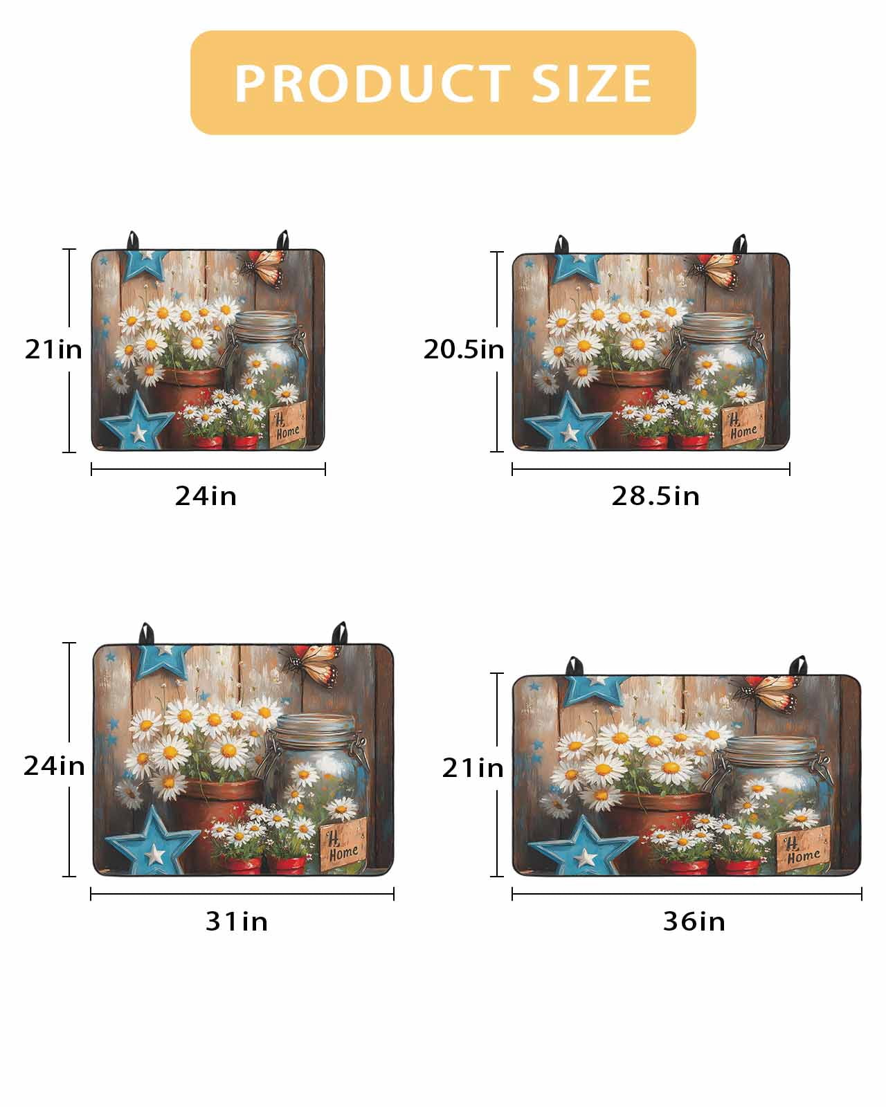 nqOlkjepod Large Induction Cooktop Protector Mat 24"x21", Country Flower Stove Top Covers for Electric Stove, Western Texas Star Butterfly Barn Door Stove Burner Cover Mats, Glass Top Stove Cover