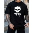 thumbnail image 1 of Halloween T-Shirt - Men'S Casual Summer T-Shirt with Skull & "ZERO" Graphic Print, Crew Neck, Short Sleeve, Cotton Fabric, Regular Fit - Ideal for Sports & Leisure, 1 of 6