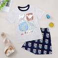 thumbnail image 2 of TOWED22 Toddler Kid Boy Clothes Cartoon Dinosaur Print Round Neck Short Sleeve Tee Top Elastic Waist Pattern Cargo Shorts 2pcs Summer Outfits(Grey,6-7 Y), 2 of 5