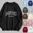 thumbnail image 2 of Oversized Sweatshirt for Women Vintage Los Angeles Monogrammed Hoodless Sweatshirt Long Sleeve Crewneck Top Streetwear Womens Hoodie Pink M, 2 of 3