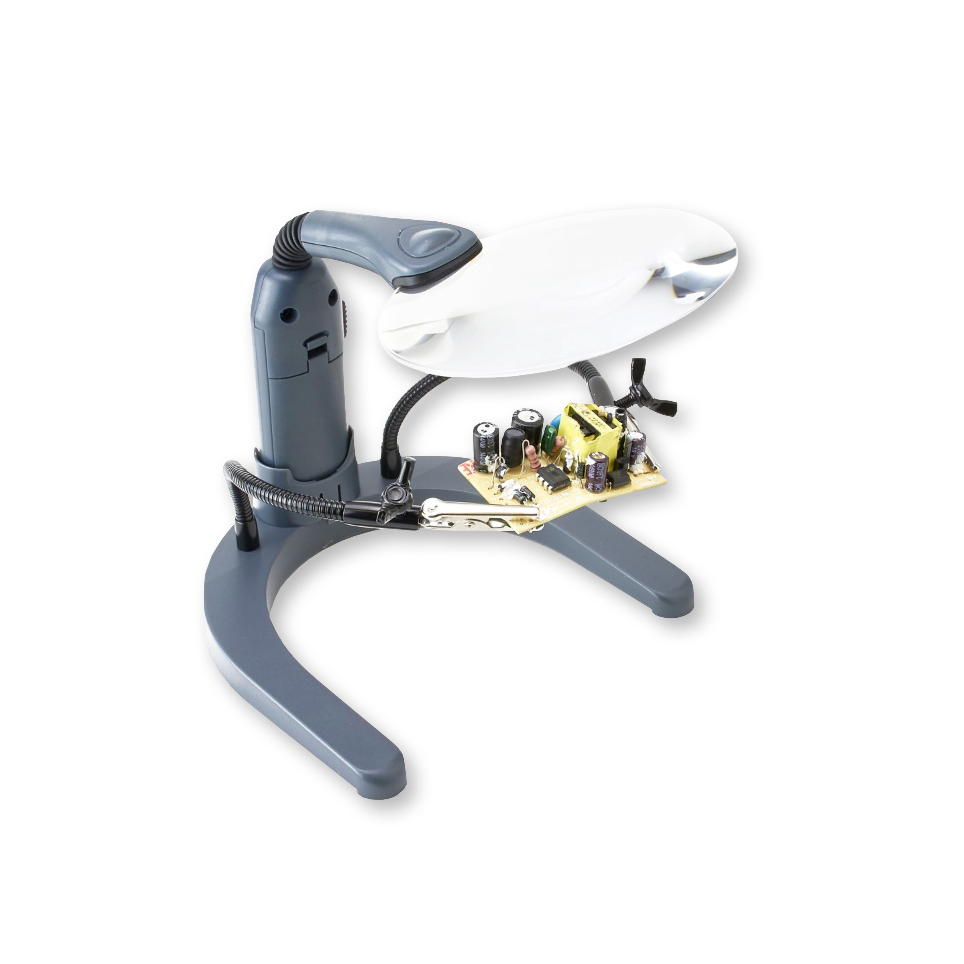 Carson HelpingHands 2x LED Lighted Magnifier with Adjustable Clamps & Alligator Teeth