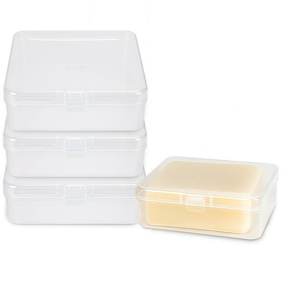 4-Pack Travel Soap Case Square Clear Bar Soap Container, Square Gym Soap Holder for Traveling Gym Outdoor Camping
