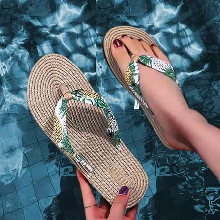 

uikmnh Slippers for Women Spring And Summer Casual Women s Sandals Flip Flops Flat Beach Slippers White 9