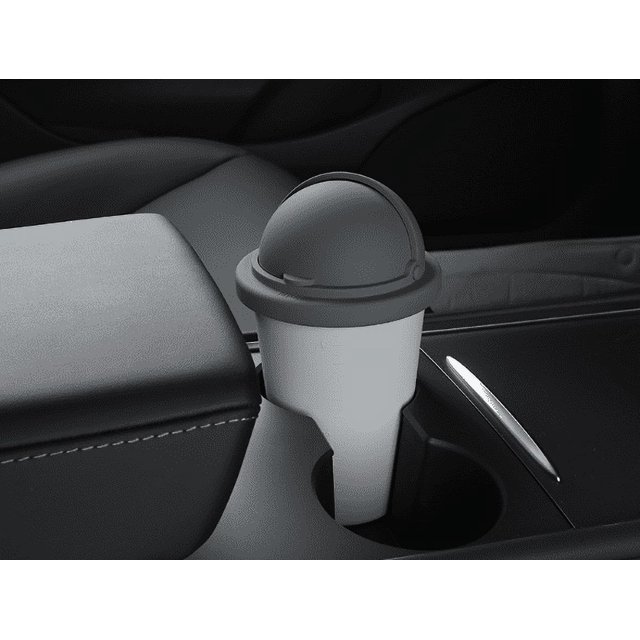 Bote de basura de silicona gris para automóvil con tapa para puerta de automóvil portátil, adecuado para consola, portavasos, hogar u oficina