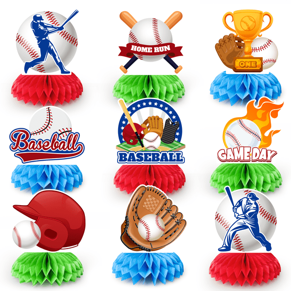 Baseball Party Decorations, 9pcs Baseball Party Centerpieces/Baseball Birthday Party Centerpieces/Baseball Party Centerpieces for Tables, Baseball Party Supplies for Kids
