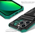 thumbnail image 3 of Heavy Duty Case for iPhone 15 Pro Max Credit Card Slot Holder Kickstand Bracket Cover, Military Grade Dual-Layers Rugged PC Shockproof Anti-Scratches Lens Protection Case, Darkgreen, 3 of 9
