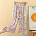 thumbnail image 6 of Esaierr Kids Toddler Girls Wide Leg Pants Baby Cute Print High Waisted Loose Fit Comfy Belted Lounge Trousers, 6 of 7