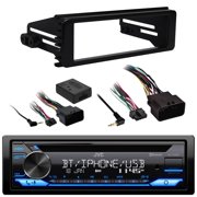 JVC KD-T720BT Single DIN AM/FM Radio Stereo USB AUX Bluetooth CD Player Car Audio Receiver, Metra Universal Handlebar Control Interface, ISO DIN Kit Compatible with 1998-13 Harley Davidson Bikes