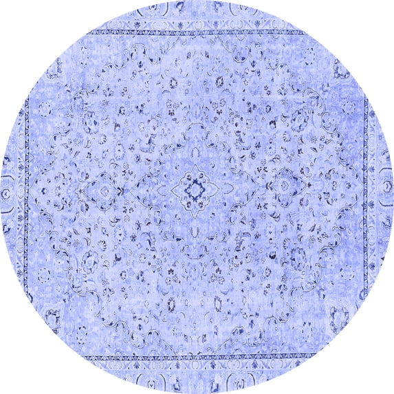 Ahgly Company Indoor Round Abstract Blue Modern Area Rugs, 5' Round