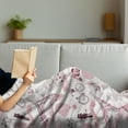 thumbnail image 3 of Eiffel Tower Soft Flannel Fleece Throw Blanket, Travel in Paris Theme Honeymoon Flowers Romance Hot Air Balloon Bike, Cozy Plush for Indoor and Outdoor Use, 50" x 60", Pale Pink White, by Ambesonne, 3 of 5