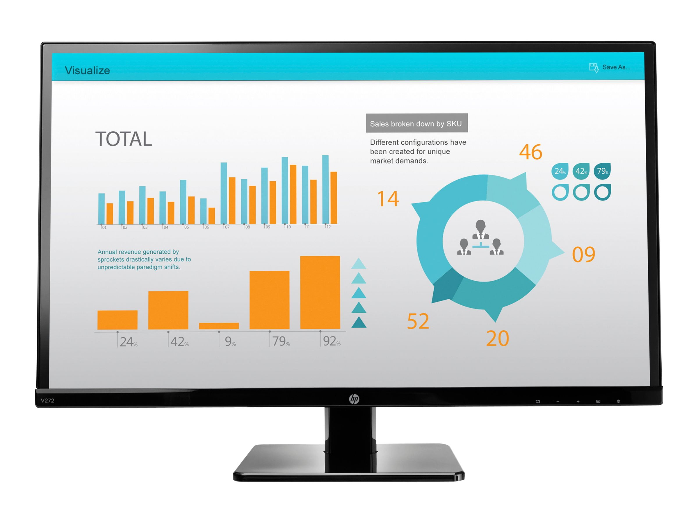 HP V272 LED monitor 27" 1920 x 1080 Full HD (1080p) 60 Hz IPS