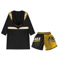 thumbnail image 4 of TSSOE Kids Boys Boxing Outfit Metallic Satin Hooded Sports Muay Thai Robe Grown Cloak with Belt and B4 10, 4 of 5