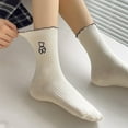 thumbnail image 5 of Tao Tao Women's Ruffle Frilly Rib Knit Crew Socks Floral Embroidery Scalloped Pointelle Casual Ankle Socks White Free Size, 5 of 5