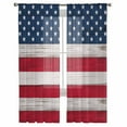 thumbnail image 3 of American Flag Vintage Sheer Curtains 84 Inches Long 2 Panels Set, Window Sheer Curtains for Living Room/Bedroom, Blue Star Red Grey Stripes Light Filtering Rod Pocket Curtain 52'' x 84'' x 2, 3 of 7